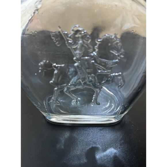 Vintage 1950s Embossed Glass Whiskey Bottle Knight on Horseback R-84 - Picture 2 of 4